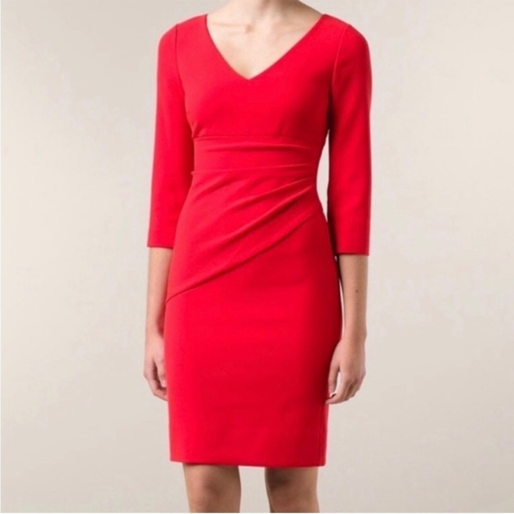 DIANE VON FURSTENBURG DVF Bevin 3/4 Sleeve Dress Cherry Red 8 Office Classic